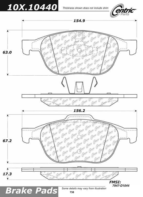 100.10440 OEM Brake Pads Centric Pair