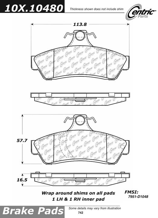 102.10480 CTek Brake Pads Centric Pair