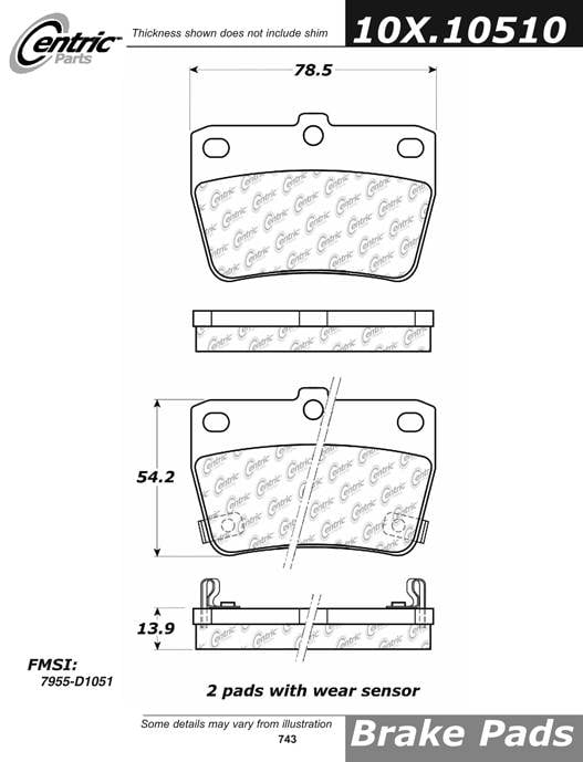 100.10510 OEM Brake Pads Centric Pair