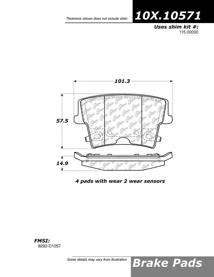 100.10571 OEM BRAKE PADS Centric Pair