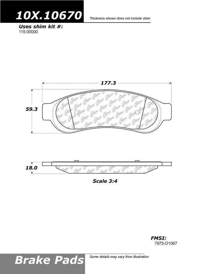 100.10670 OEM Brake Pads Centric Pair