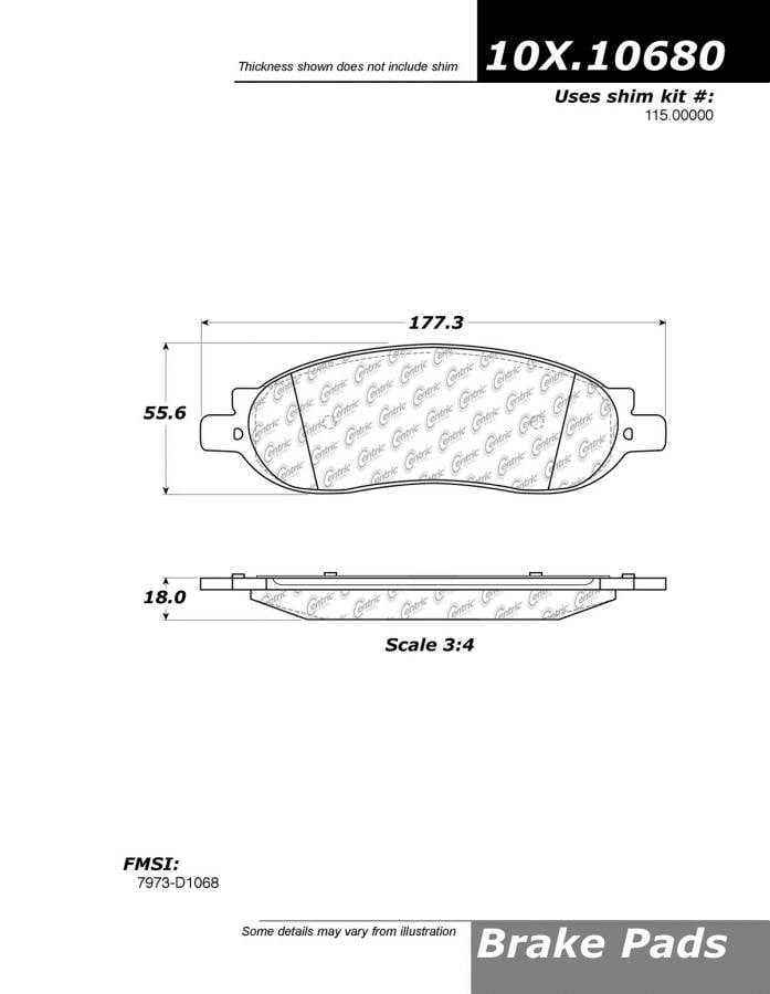 100.10680 OEM Brake Pads Centric Pair