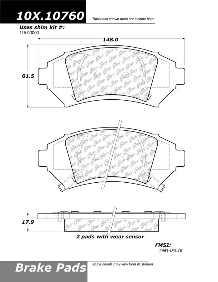 102.10760 CTek Brake Pads Centric Pair