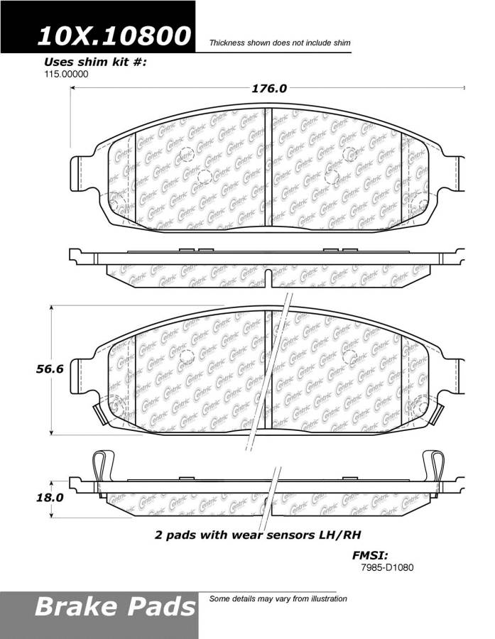 102.10800 CTek Brake Pads Centric Pair