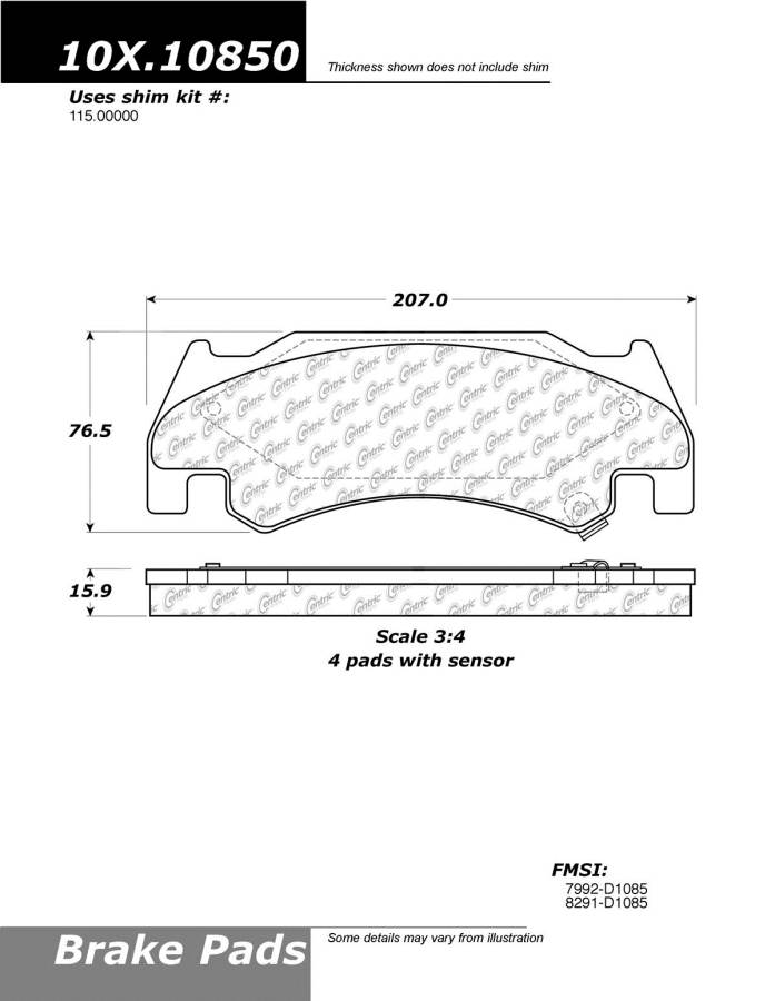 102.10850 CTek Brake Pads Centric Pair