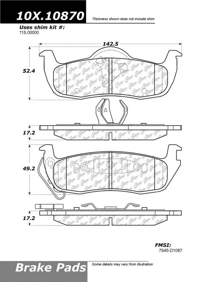 102.10870 CTek Brake Pads Centric Pair