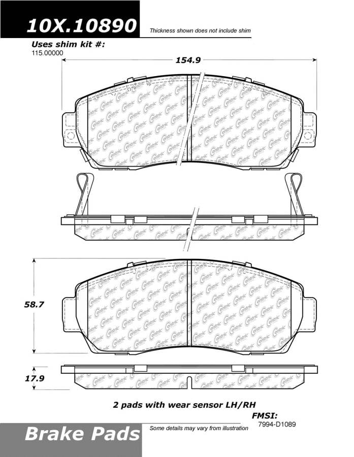 100.10890 OEM BRAKE PADS Centric Pair