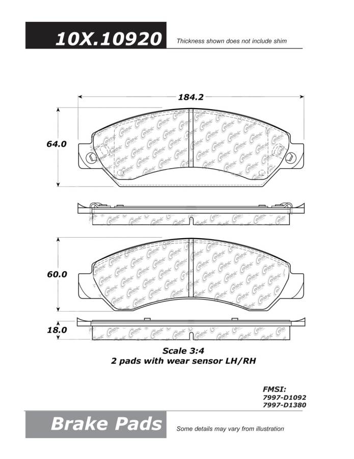 102.10920 CTek Brake Pads Centric Pair