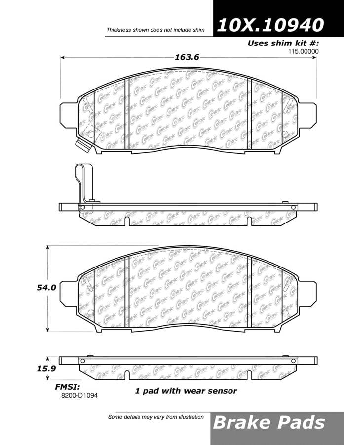 100.10940 OEM BRAKE PADS Centric Pair