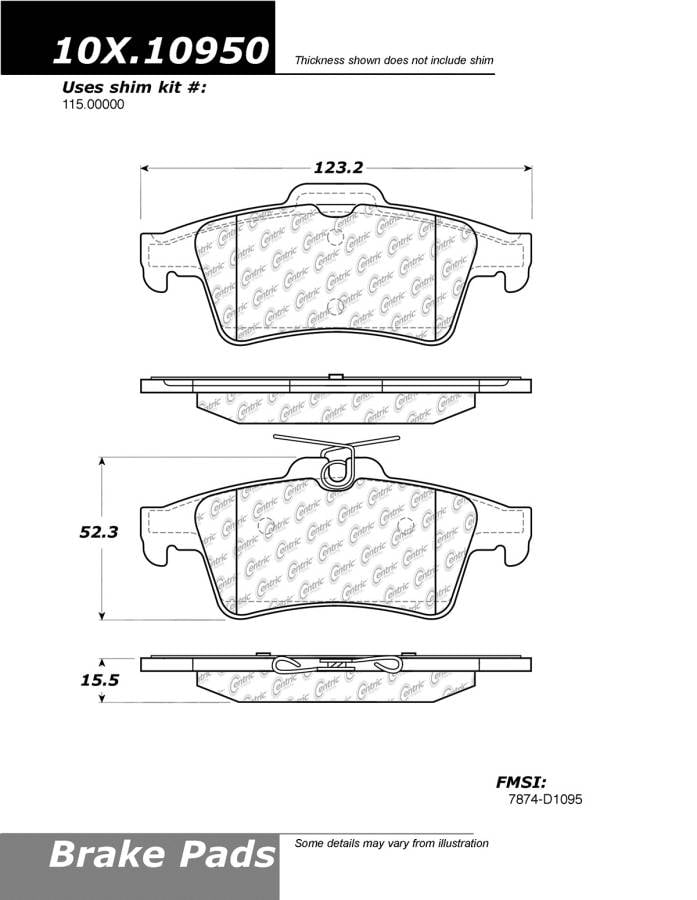 100.10950 OEM BRAKE PADS Centric Pair