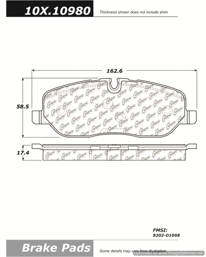 100.10980 OEM BRAKE PADS Centric Pair