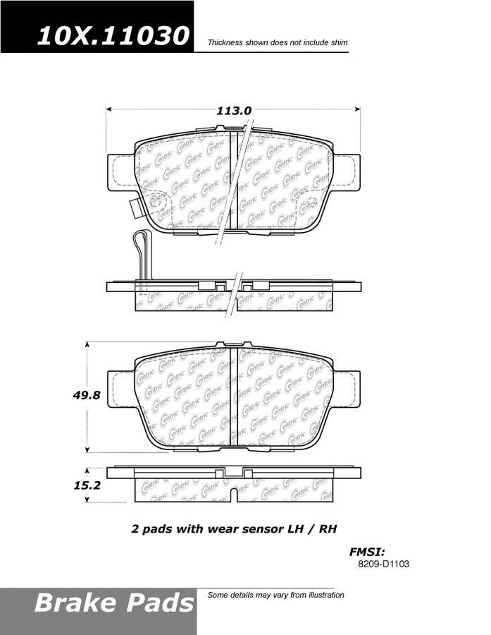 102.11030 CTek Brake Pads Centric Pair