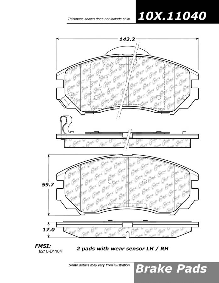 102.11040 CTek Brake Pads Centric Pair