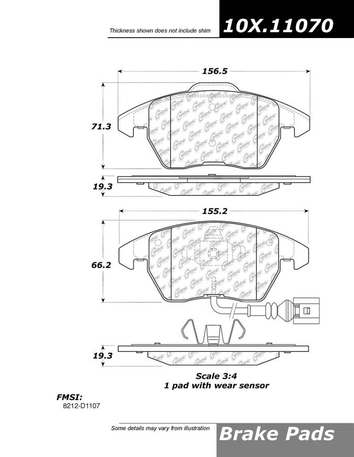 100.11070 OEM Brake Pads Centric Pair