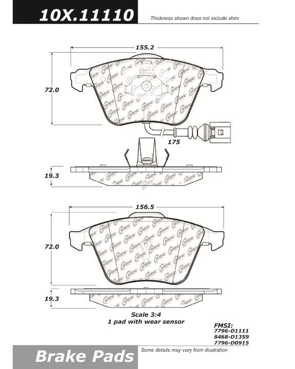 100.11110 OEM BRAKE PADS Centric Pair