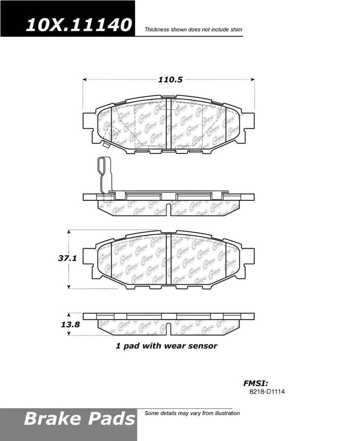 100.11140 OEM BRAKE PADS Centric Pair