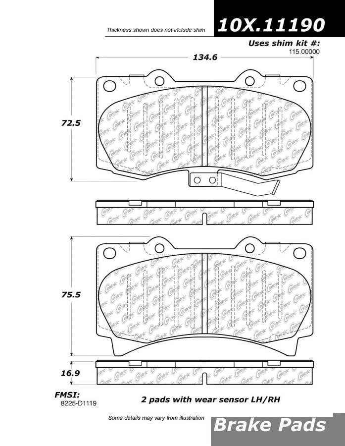 102.11190 CTek Brake Pads Centric Pair