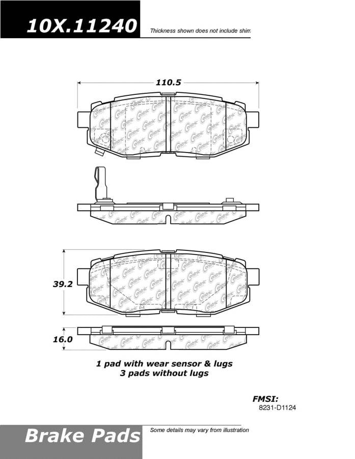 102.11240 CTek Brake Pads Centric Pair