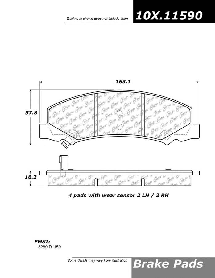 100.11590 OEM BRAKE PADS Centric Pair