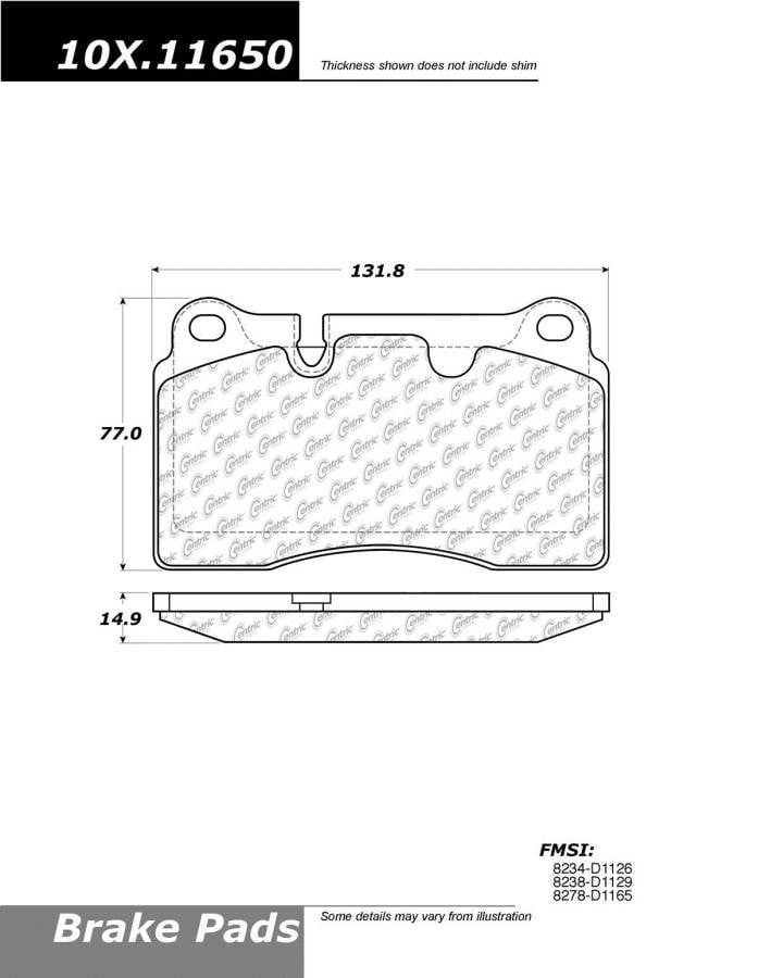 100.11650 OEM Brake Pads Centric Pair