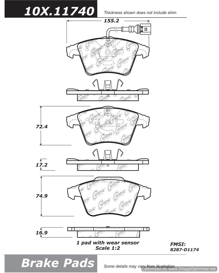 102.11740 CTek Brake Pads Centric Pair