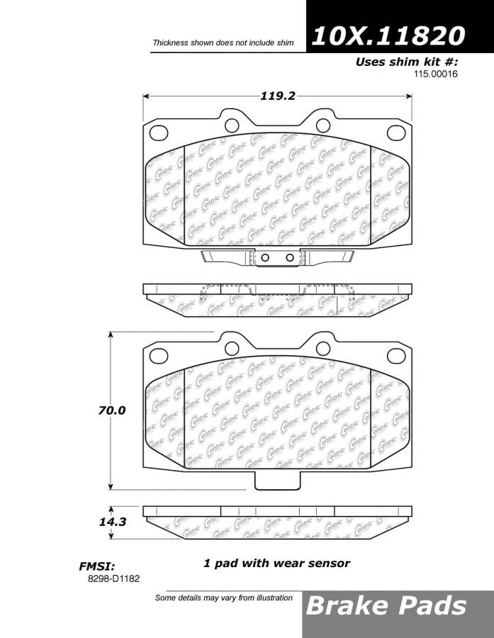 102.11820 CTek Brake Pads Centric Pair