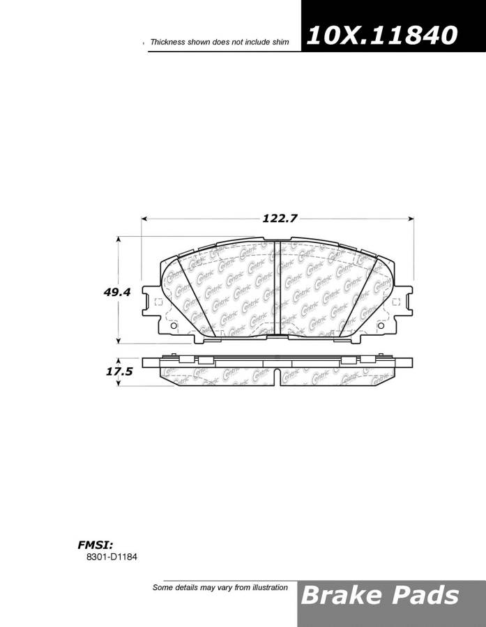 100.11840 OEM BRAKE PADS Centric Pair