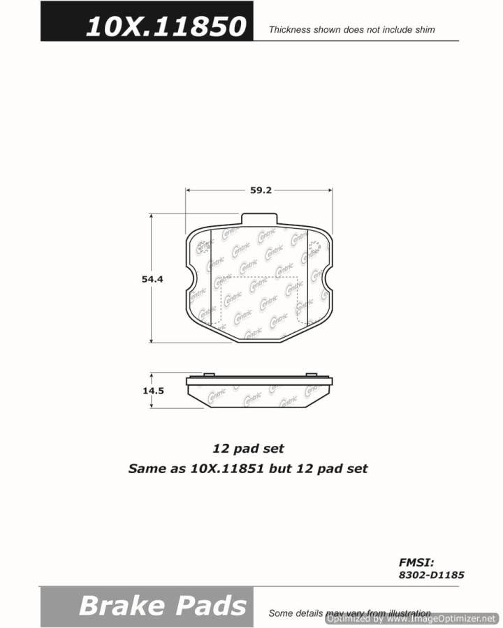 102.11850 CTek Brake Pads Centric Pair