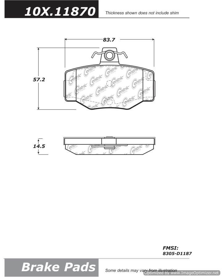 102.11870 CTek Brake Pads Centric Pair