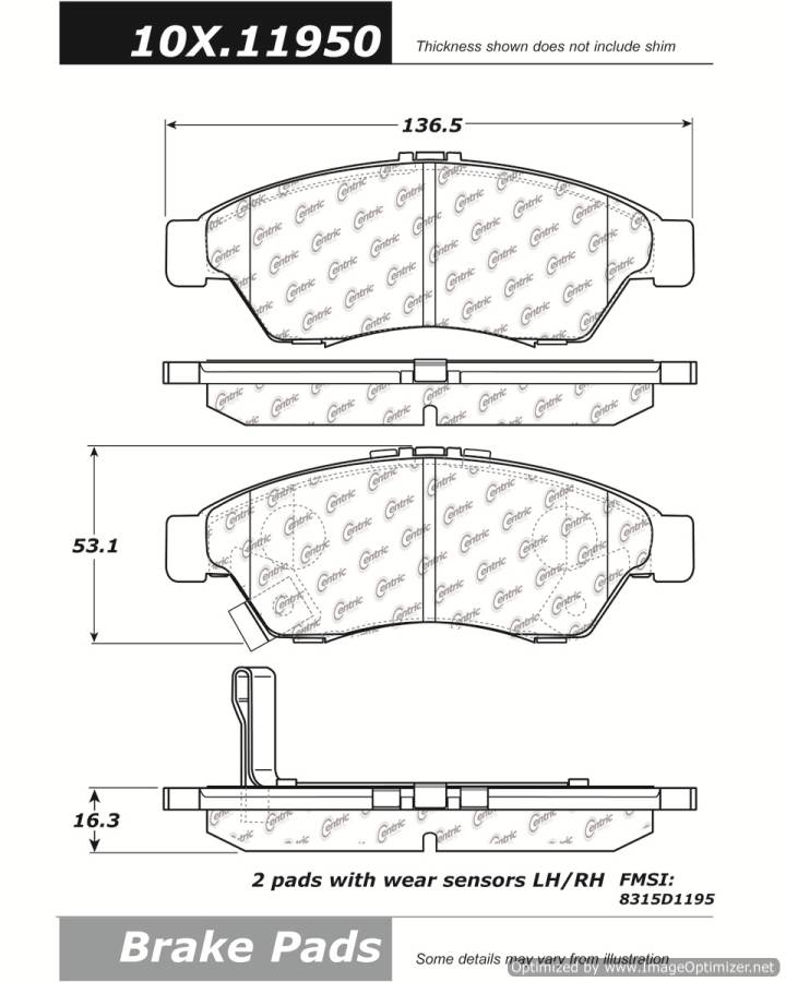 102.11950 CTek Brake Pads Centric Pair