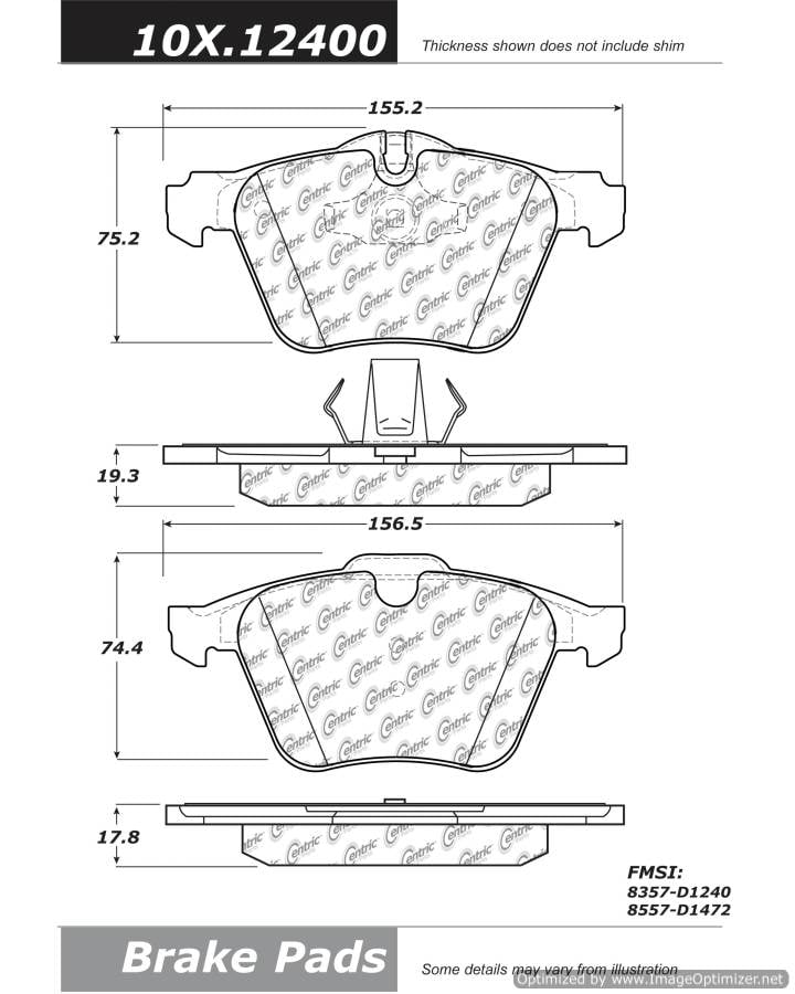 100.12400 OEM BRAKE PADS Centric Pair