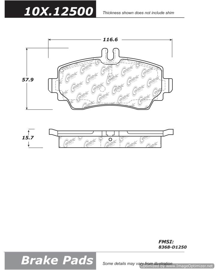 102.12500 CTek Brake Pads Centric Pair