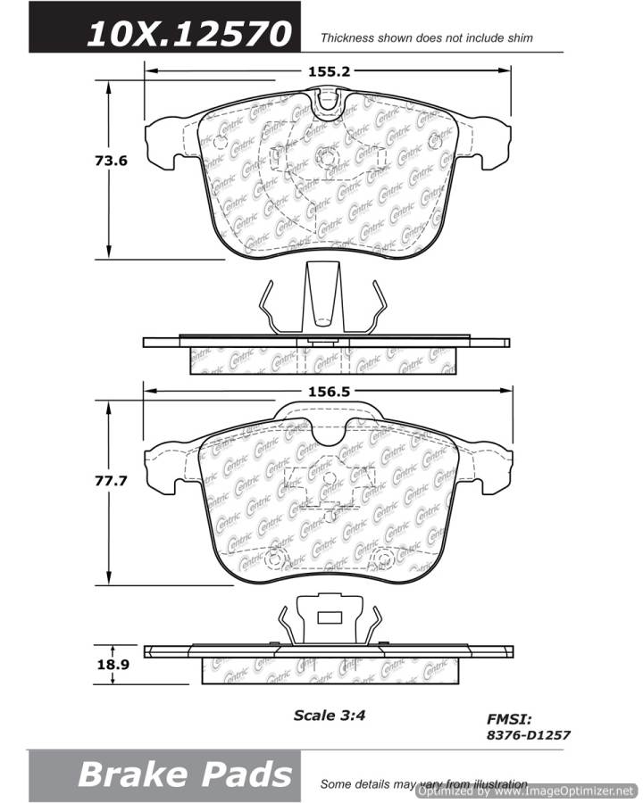 100.12570 OEM BRAKE PADS Centric Pair