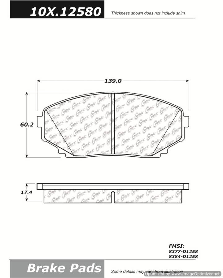 100.12580 OEM BRAKE PADS Centric Pair