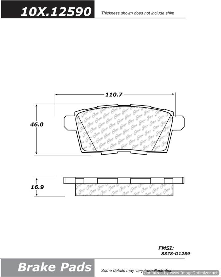 100.12590 OEM BRAKE PADS Centric Pair