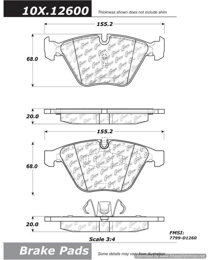 100.12600 OEM BRAKE PADS Centric Pair