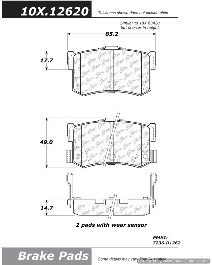 102.12620 CTek Brake Pads Centric Pair