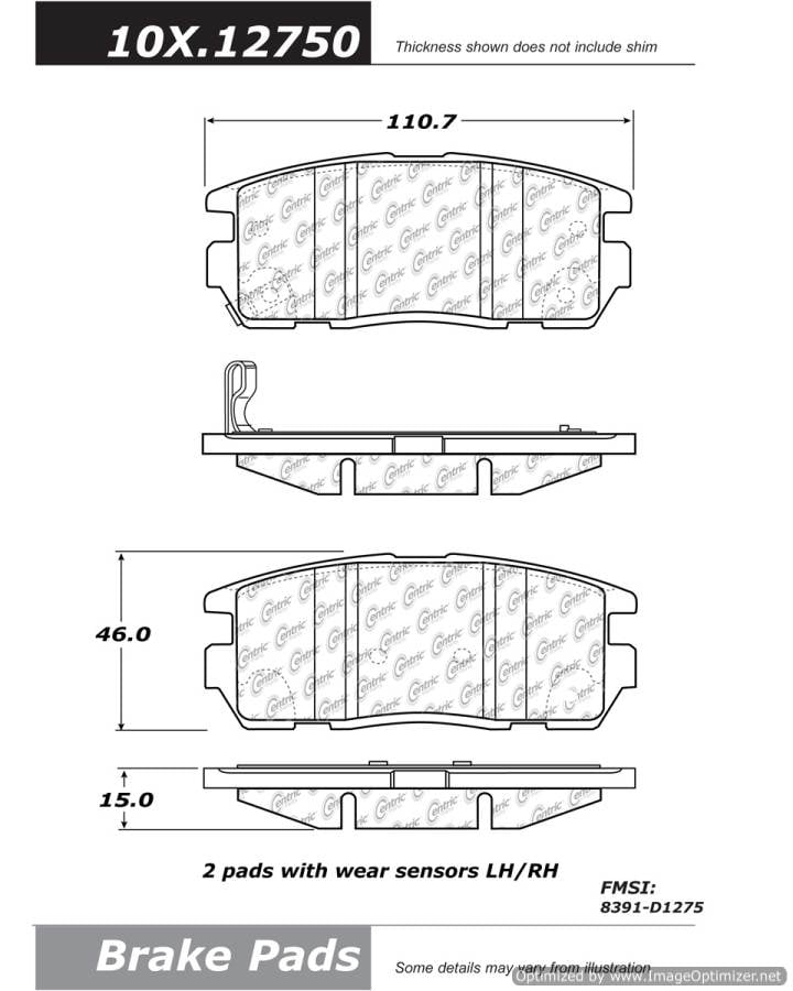 102.12750 CTek Brake Pads Centric Pair