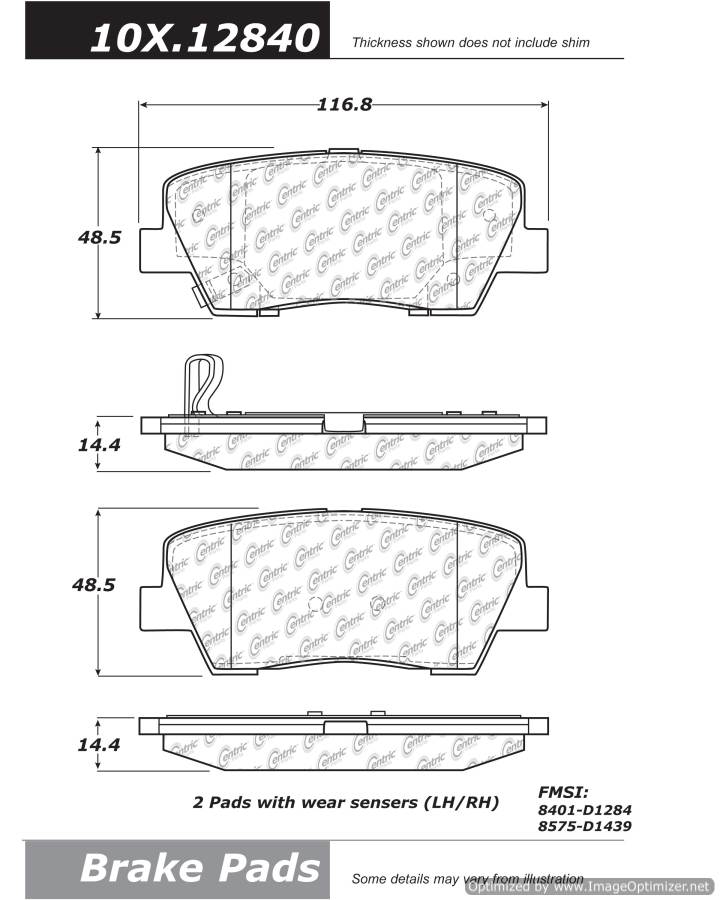 100.12840 OEM BRAKE PADS Centric Pair