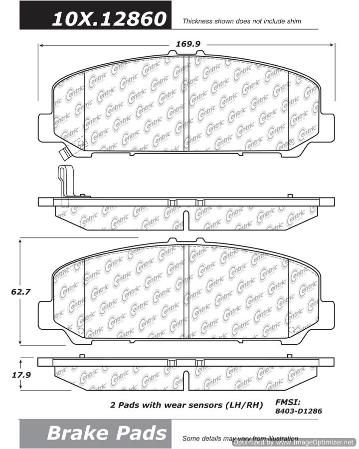 102.12860 CTek Brake Pads Centric Pair