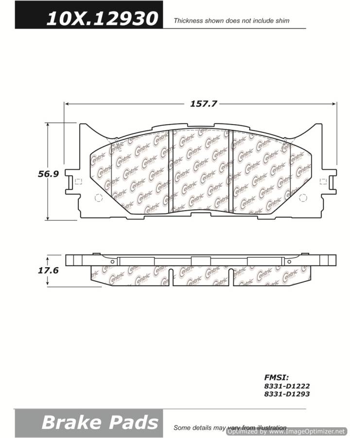 100.12930 OEM BRAKE PADS Centric Pair