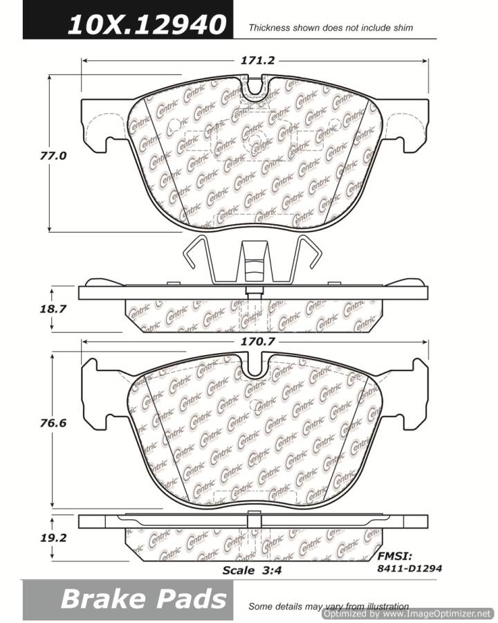 100.12940 OEM BRAKE PADS Centric Pair