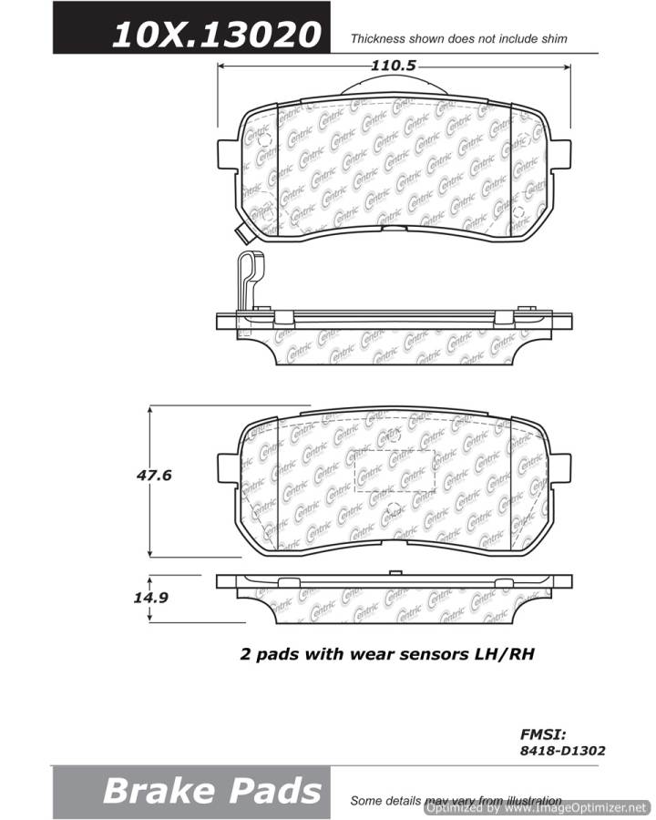 100.13020 OEM BRAKE PADS Centric Pair