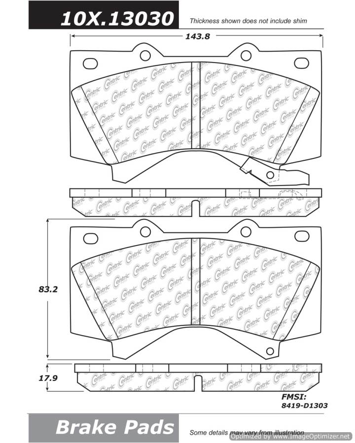 100.13030 OEM BRAKE PADS Centric Pair