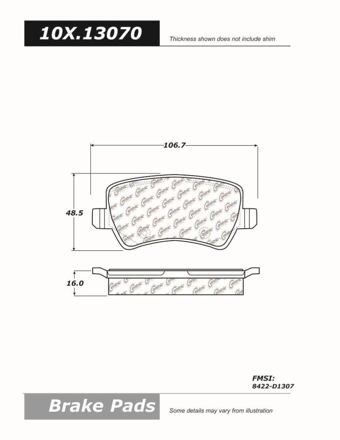 100.13070 OEM BRAKE PADS Centric Pair