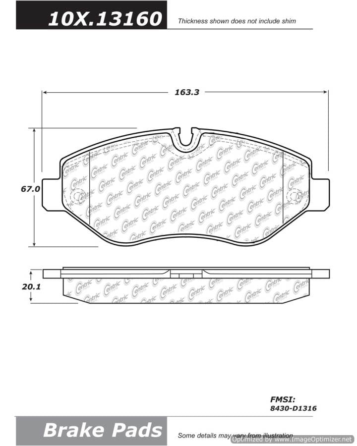 100.13160 OEM BRAKE PADS Centric Pair