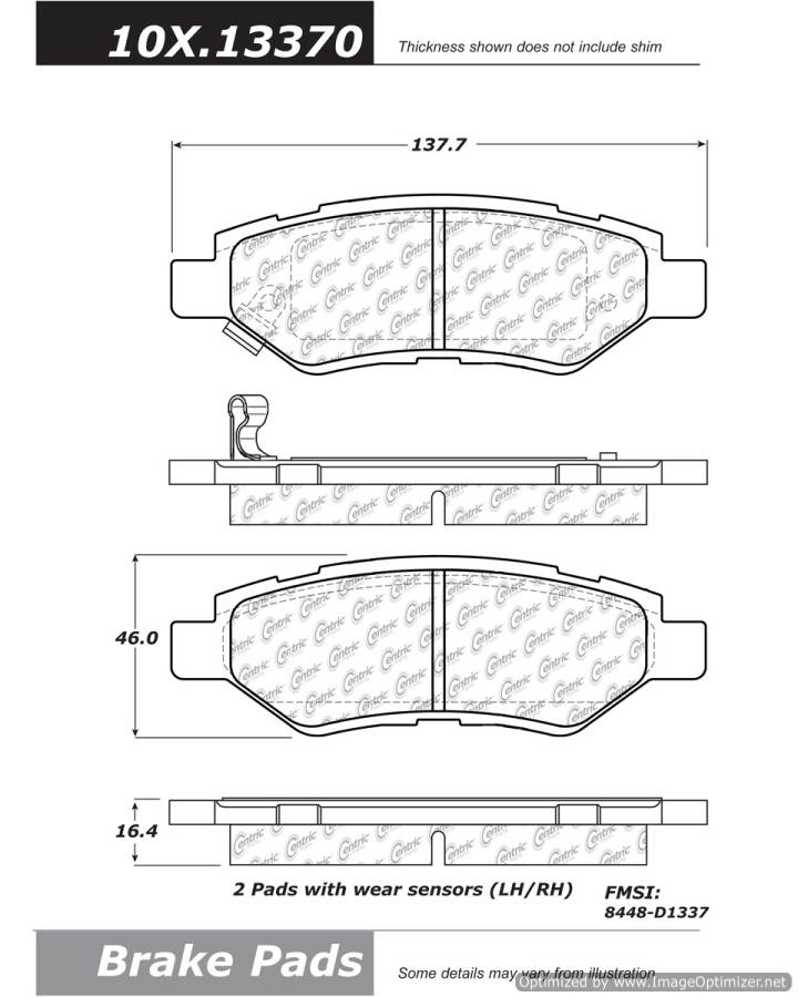 100.13370 OEM BRAKE PADS Centric Pair