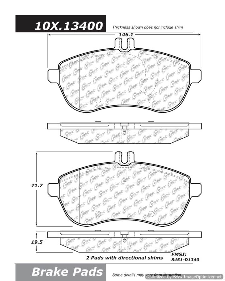 100.13400 OEM BRAKE PADS Centric Pair