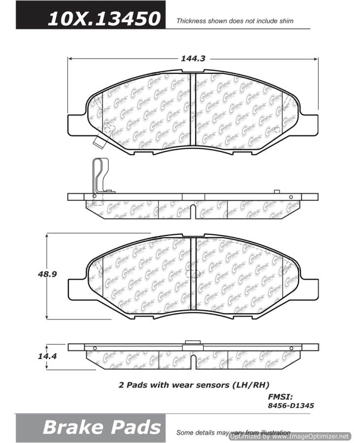 100.13450 OEM BRAKE PADS Centric Pair