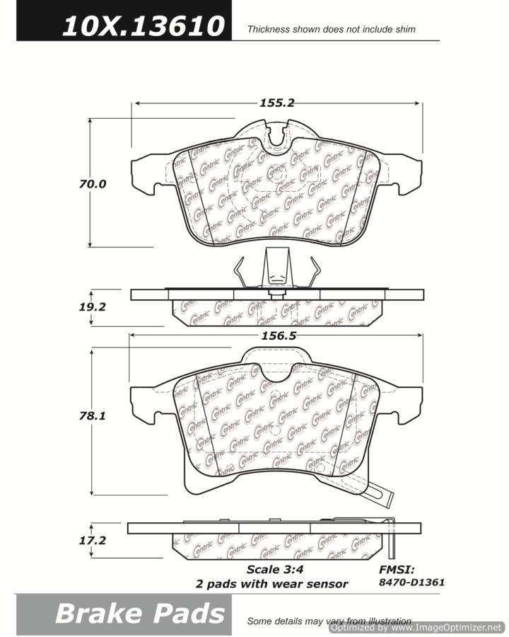 102.13610 CTek Brake Pads Centric Pair